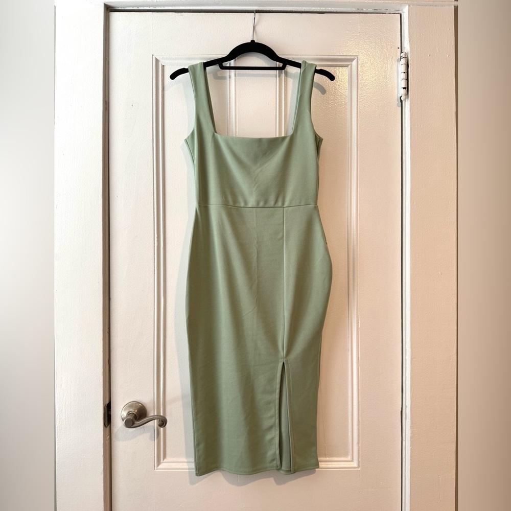 Nasty Gal Sage Green Midi Dress
